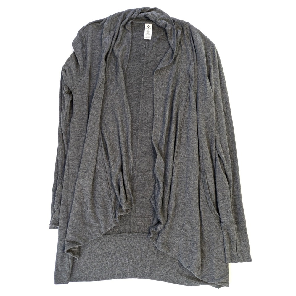 Active Life Womens XL Heather Charcoal Modal Blend Open Front Draped Cardigan